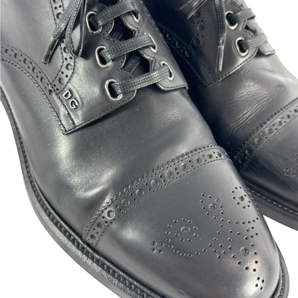 DOLCE & GABBANA Wingtip Black Leather Perforated Men's Oxfords 9.5UK - 10.5 US - Picture 6 of 12